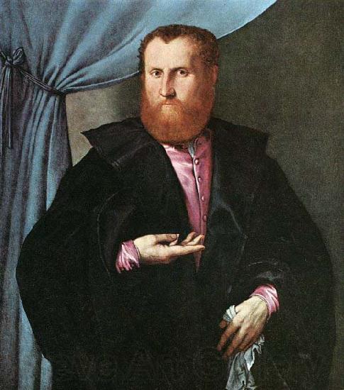 Lorenzo Lotto Portrait of a Man in Black Silk Cloak Germany oil painting art